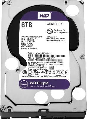 Жесткий диск для видеонаблюдения HDD 6000 GB (6 TB) SATA-III Purple (WD60PURZ)